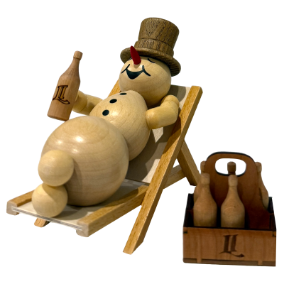 Schneemann im Liegestuhl